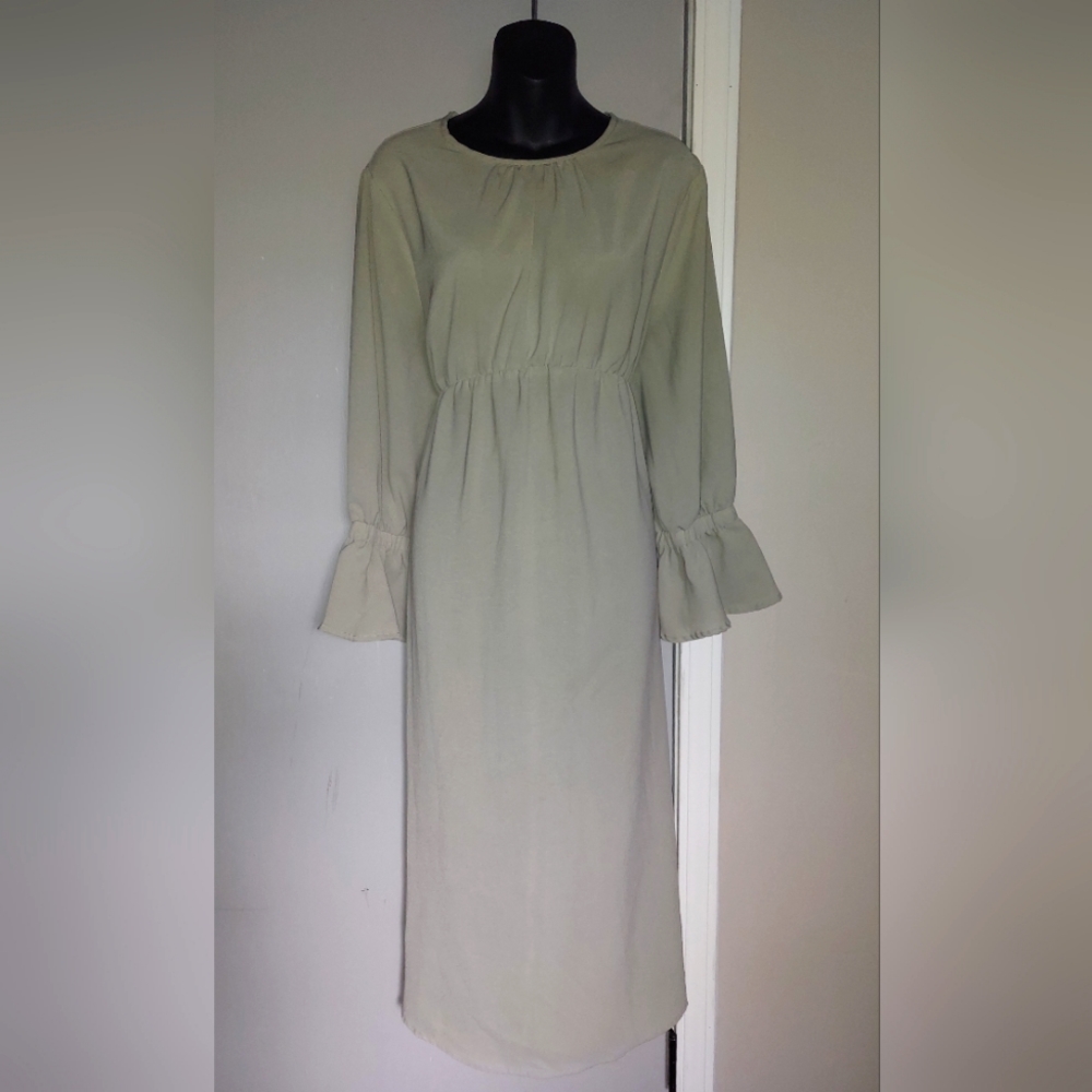 Soft Green Button Back Dress